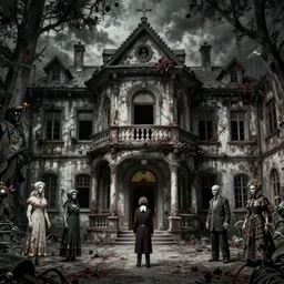 a haunted asylum, horror art by beksinski and szukalski and giger and and pyromallis and dzo and iris compiet and seb mckinnon and, digital art, highly detailed, intricate, sharp focus, trending on artstation hq, deviantart, pinterest, unreal engine 5, 4 k uhd image