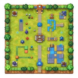 a colorful level design sketch, top down, in game, unreal engine 5, d & d, fortnite, orthographic, colored