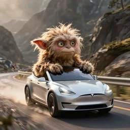 gollum driving a Tesla