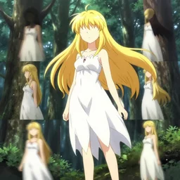 collage isekai beautiful anime girl hestia danmachi, kamisama standing in forest. flat face. aesthetic, golden ratio. beautiful lineart, ranking on contest, artstation, soft lighting, artistic pose, character concept, cinematic, motion blur, chromatic abberation. by insert