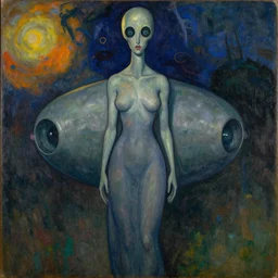 Egon Schiele painting of DreamBotMothership, highly detailed