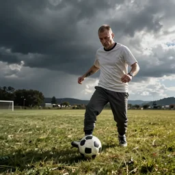 walter white playing football soccer, sport photography