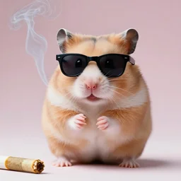 hamster wearing sunglasses, smoking a joint