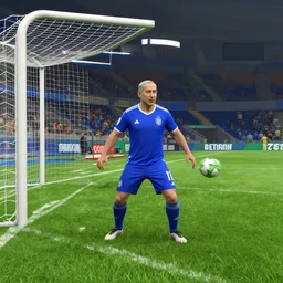 Benjamin Netanyahu in FIFA 2021 scoring a goal, video game screenshot, HQ