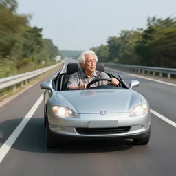 elderly man driving invisible car on the highway at 2 0 0 mph