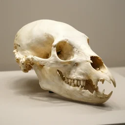 a perfectly formed bird skull on display at the museum of natural history.