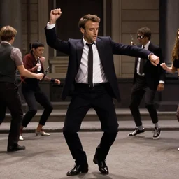Emmanuel Macron dancing in American Psycho (1999)