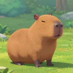a new capybara type pokemon, in the style of pokemon sun and moon, gameplay footage