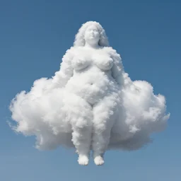 clouds in the shape of a full figured curvy woman, photography by vik muniz.