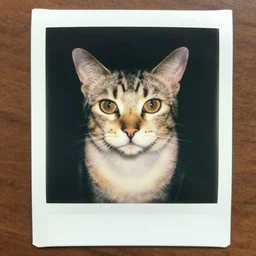A old Vietnamese cat with giant brows looking scared to the camera, polaroid photo, colored, award winning