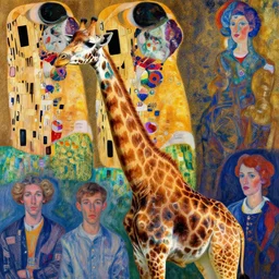 a posh giraffe!!, psychedelic, patterned skin, trending on artstation, photorealism!!, vibrant colors, digital art, in the style of harumi hironaka, gustav klimt, egon schiele, coby whitmore, david bates, monet, lisa frank, picasso, octane render.