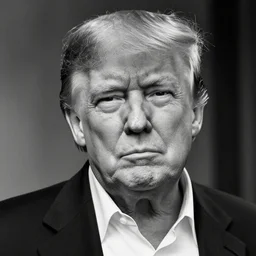 a black and white photo of donald trump with a goatee as clint eastwood squinting at high noon in the style of a clint eastwood movie, the good, horse, cactus, the bad and the ugly, abraham lincoln, clint eastwood, steven seagal, vibe, bud spencer, donald trump, glory days, justice, american flag, patriotism, apple pie, black and white, artgerm, trending on artstation