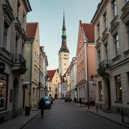 highly detailed cyberpunk tallinn old town street view by zubkov and beeple
