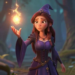 unsure young russian witch casting a spell. award - winning 3 d animation by an indie studio, rimlighting, depth of field, limited but vibrant palette, intricate details, impressionism, chiaroscuro, bokeh.