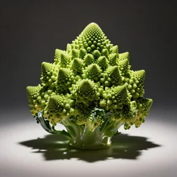 romanesco brocoli, glass sculpture, cinematic lighting, sharp focuse, soft shadows