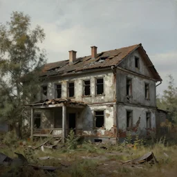 matte painting of abandoned house by vasnetsov