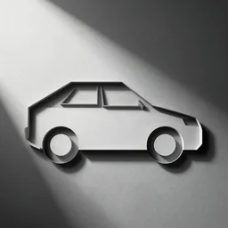 minimal geometric car symbol by karl gerstner, monochrome