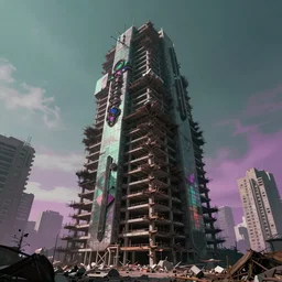 unfinished building by zaha hadid, evil elysian vaporwave synthwave darkacademia apocalyptic gem biopunk tron assassin's creed bioshock, archdaily, wallpaper, highly detailed, trending on artstation.