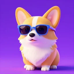 vaporwave corgi, sunglasses, neon, cyberpunk