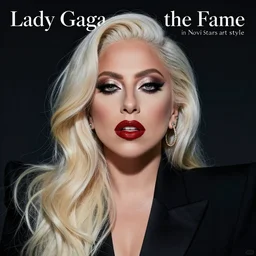 “lady gaga the fame album cover in Novi Stars art style”