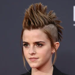 Mohawk hairstyle, Emma Watson with a mohawk hairstyle, headshot, 200mm, canon, f5.6