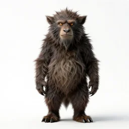 grizzled yokai spirit, photorealistic portrait photography, full body, standing, isolated on a pure white background, centered, whole figure in frame, sharp focus, studio lighting