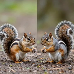 side-by-side comparison of a chipmunk and a squirrel