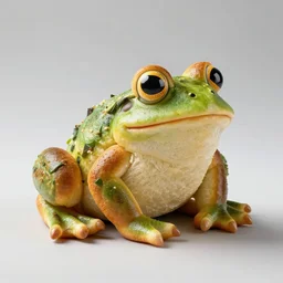 an edible ( ( frog ) ) sculpture! made entirely out of bread!!!, food photography, studio lighting, delicious