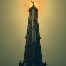 the tower tarot card. digital painting, vertical, intricate, beautiful, detailed, grunge, sharp focus, abstract art by kuvshino and el lissitzky and artgerm and kandinsky, trending on artstation. gradient darker to bottom
