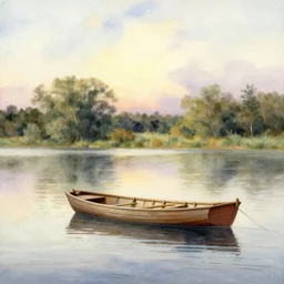 watercolor lanscape by anders zorn, realistic, romanticism by goya, rowing boat on lake