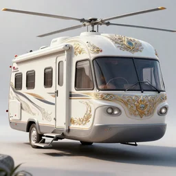 rv mobile home boat helicopter, digital art, 3 d high definition, trending on artstation, photorealistic, high resolution, 8 k, octane, hyper detailed, trending on deviantart insane details, intricate, elite, ornate, elegant trend, highly detailed and intricate, sharp focus, photography, unreal engine