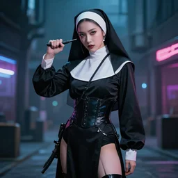 photo of a real-life cyberpunk nun assassin