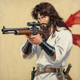 yoji shinkawa painting of a stylish sniper jesus 8 k