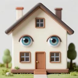 house with realistic eyes