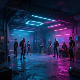 photo environement cyberpunk 2 0 7 7 garage : 4, 4 k rtx hdr neon bioluminiscence concept studio matte painting environement digital illustration style artstation artur tarnowski, mihai muscan, marcin tomalak, marta leydy, marcin stepien, charlotte hughes, zuzanna dabrowa