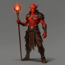 red skinned Tiefling Bard, digital art, full body shot, WLOP
