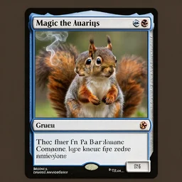 the squirrel smoking as a magic the gathering card, realistic, magic art style