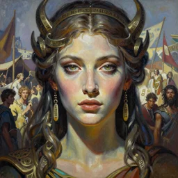 A mixed media painting of the goddess of wine, very aesthetic, detailed symmetrical face and eyes, by Frank Frazetta, Greg Rutkowski, Beeple, Yoko Taro, Christian MacNevin, epic fantasy character art, viking runes, high fantasy, CGsociety, full length, exquisite detail, post-processing, masterpiece, cinematic, roman festival backdrop