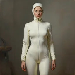 1 8 8 0 s painting of female wearing a skintight plague doctor suit, full view, popular on artstation, artstationhd, artstationhq 8 k, volumetric lighting, super focused, no blur, trending on artstation, artstationhd, artstationhq, ultra detailed, detailed face, by artgerm and james gurney, greg rutkowski, 1 8 8 0 s