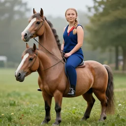 a centaur except the top half is Greta Thunberg and the bottom half is a horse-shaped Donald Trump