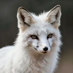 white - haired fox with fur