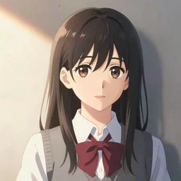 a portrait of  high school girl in the style of kyoto animation, makoto sinkai,  Illustrator, in simple background, trending on pixiv