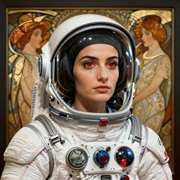 A portrait of EL SISI ,spacesuit, red eyes, 4k, sharp focus, art by artgerm and greg rutkoski and alphonse mucha