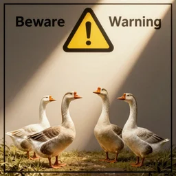 goose warning poster. beware the geese, diagram, no text