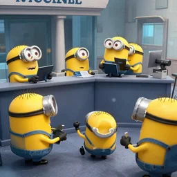 Minions robbing a bank, caught on CCTV