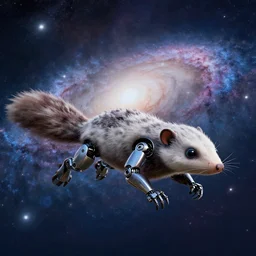 robotic giant shrew swimming in the milky way galaxy