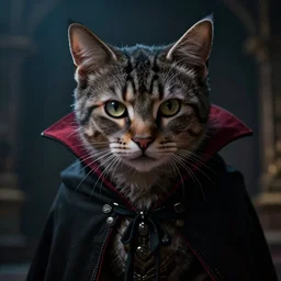 a kitten vampire lord, dramatic lighting, cinematic, establishing shot, extremely high detail, foto realistic, cinematic lighting, post processed, concept art, high details, cinematic, 8k resolution, beautiful detailed, photorealistic, digital painting, artstation, concept art, smooth, sharp focus, artstation trending, octane render, unreal engine