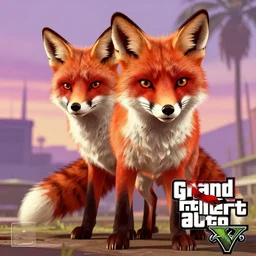 Red Fox in Grand Theft Auto 5 cover art, epic, 4k resolution, extremely detailed, very sharp, artstation, digital art, vibrant - n7