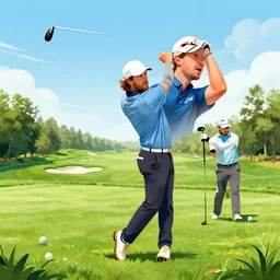 most amazing golf shot ever, digital illustration portrait design, by android jones and greg rutkowski
