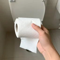 First Person View of a video game character holding toilet paper, very realistic, 4K